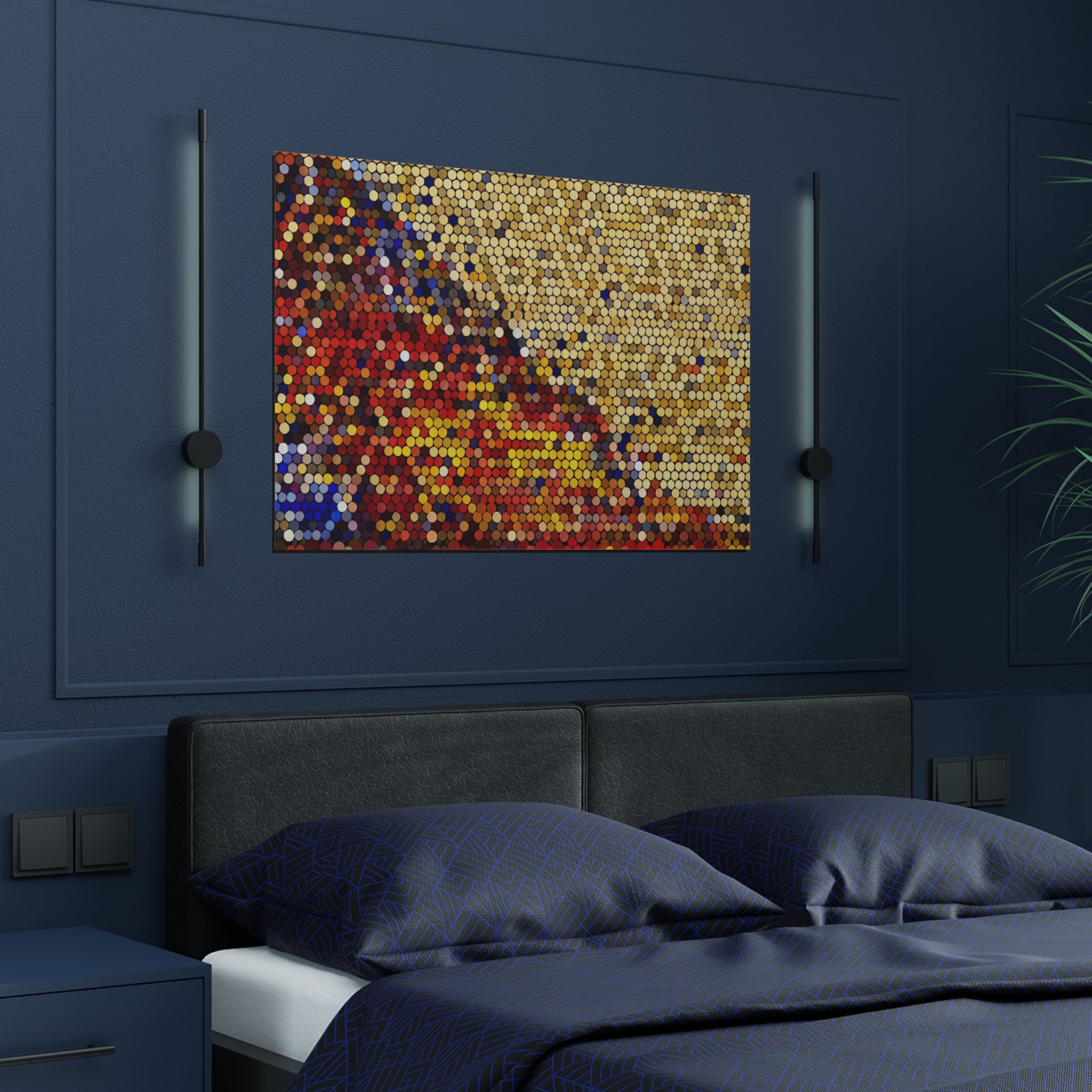 Hexagonal Warmth and Motion | Satin Print