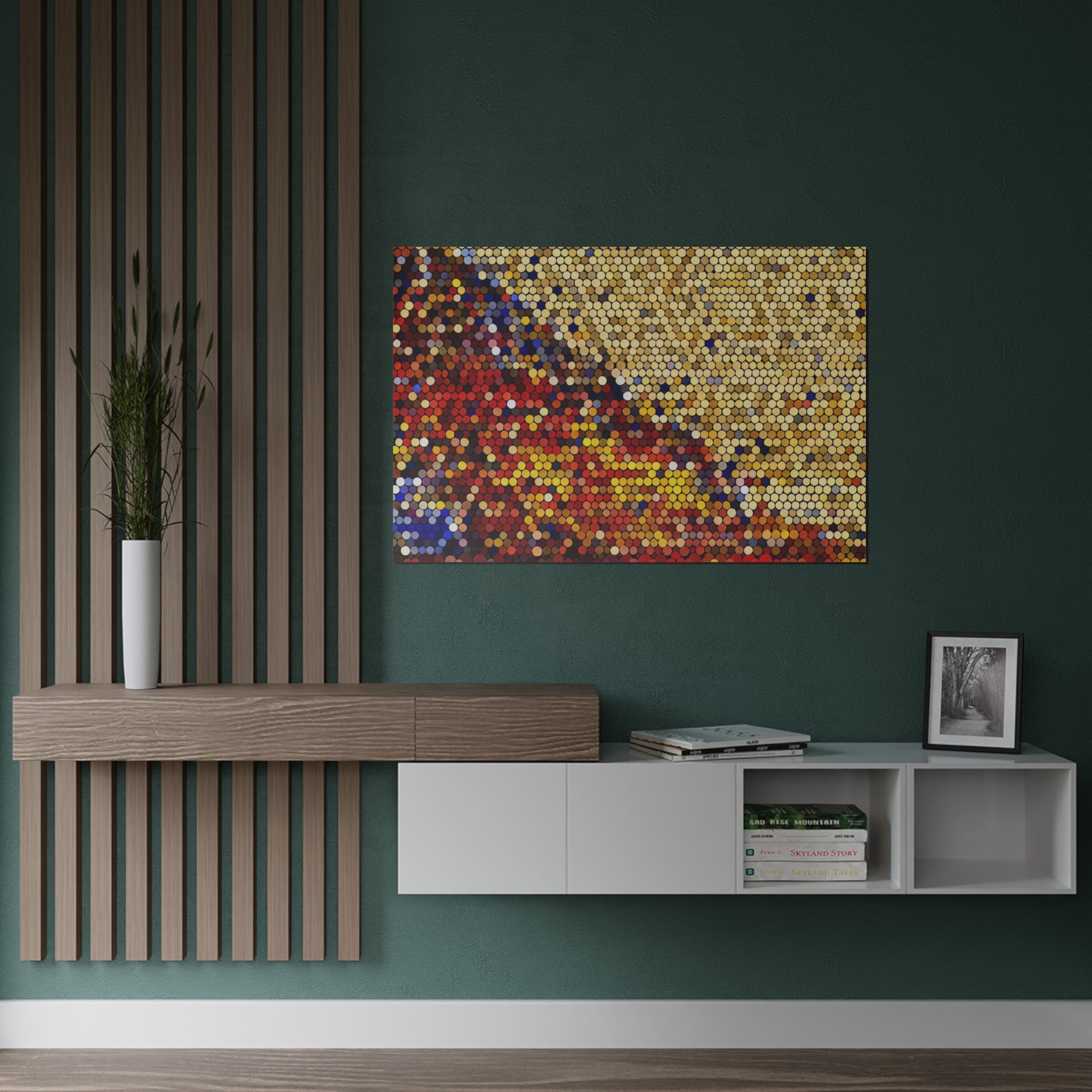 Hexagonal Warmth and Motion | Satin Print