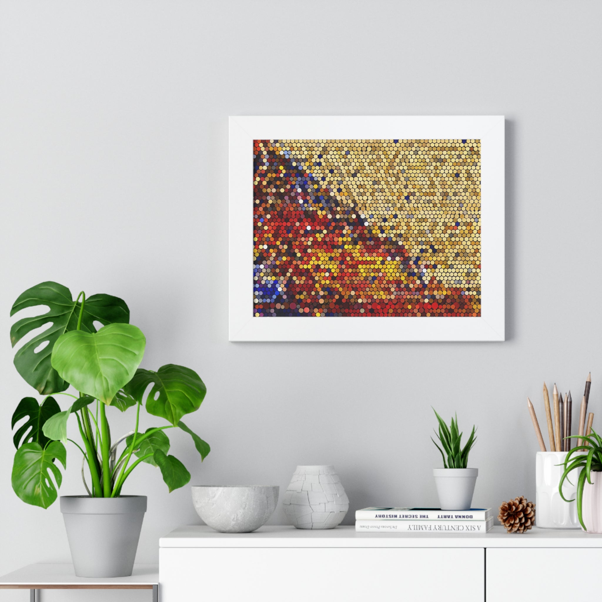 Hexagonal Warmth and Motion | Framed Print