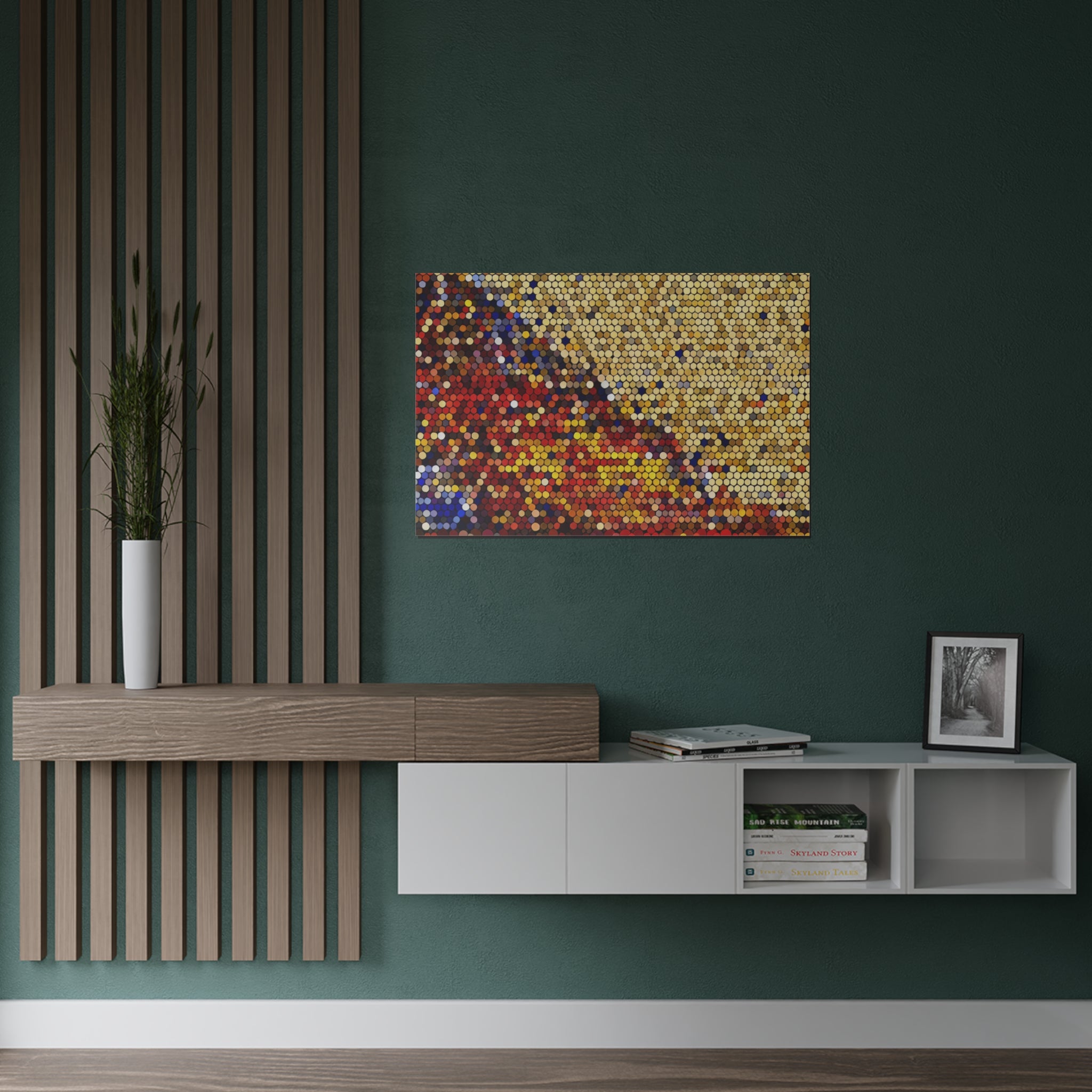 Hexagonal Warmth and Motion | Satin Print