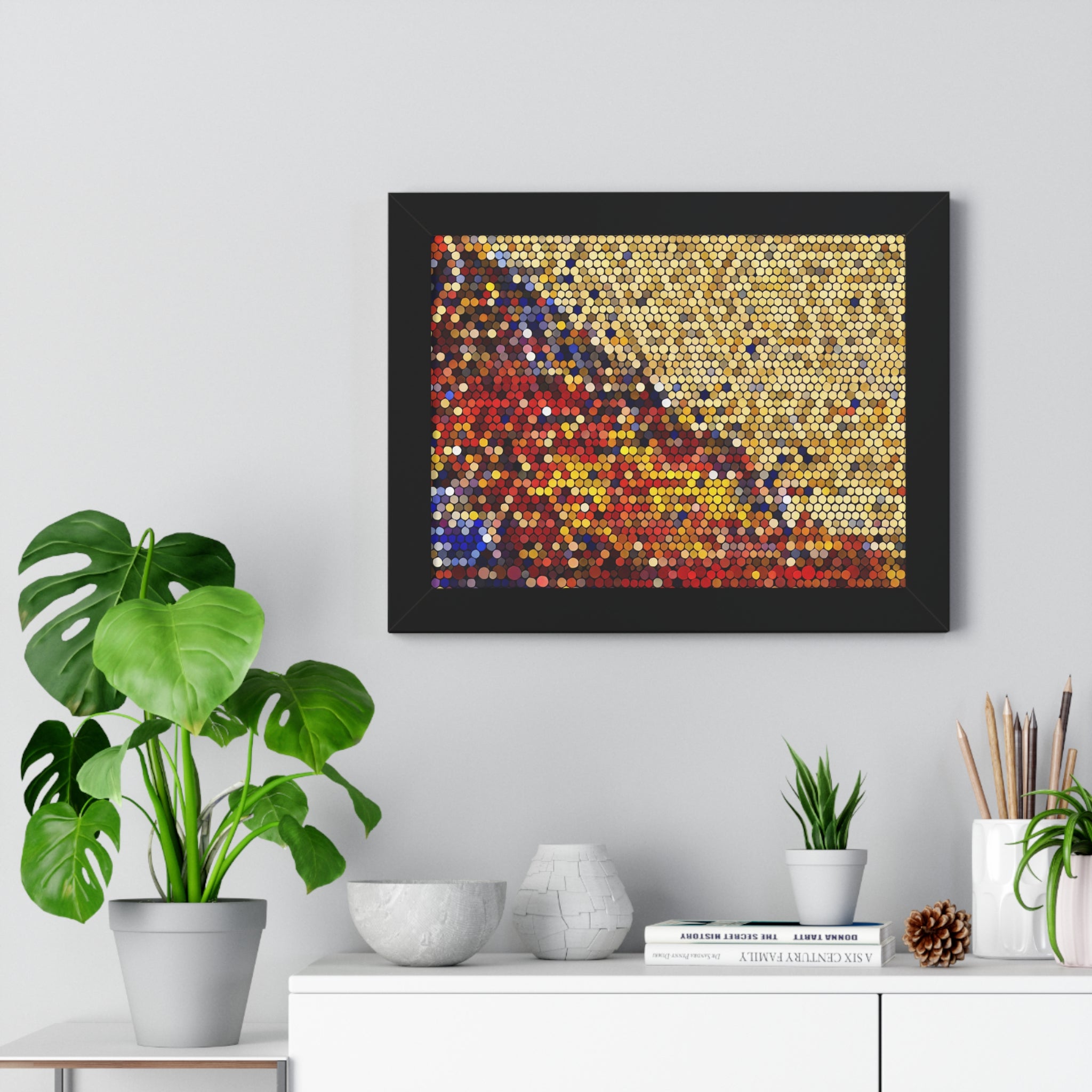 Hexagonal Warmth and Motion | Framed Print