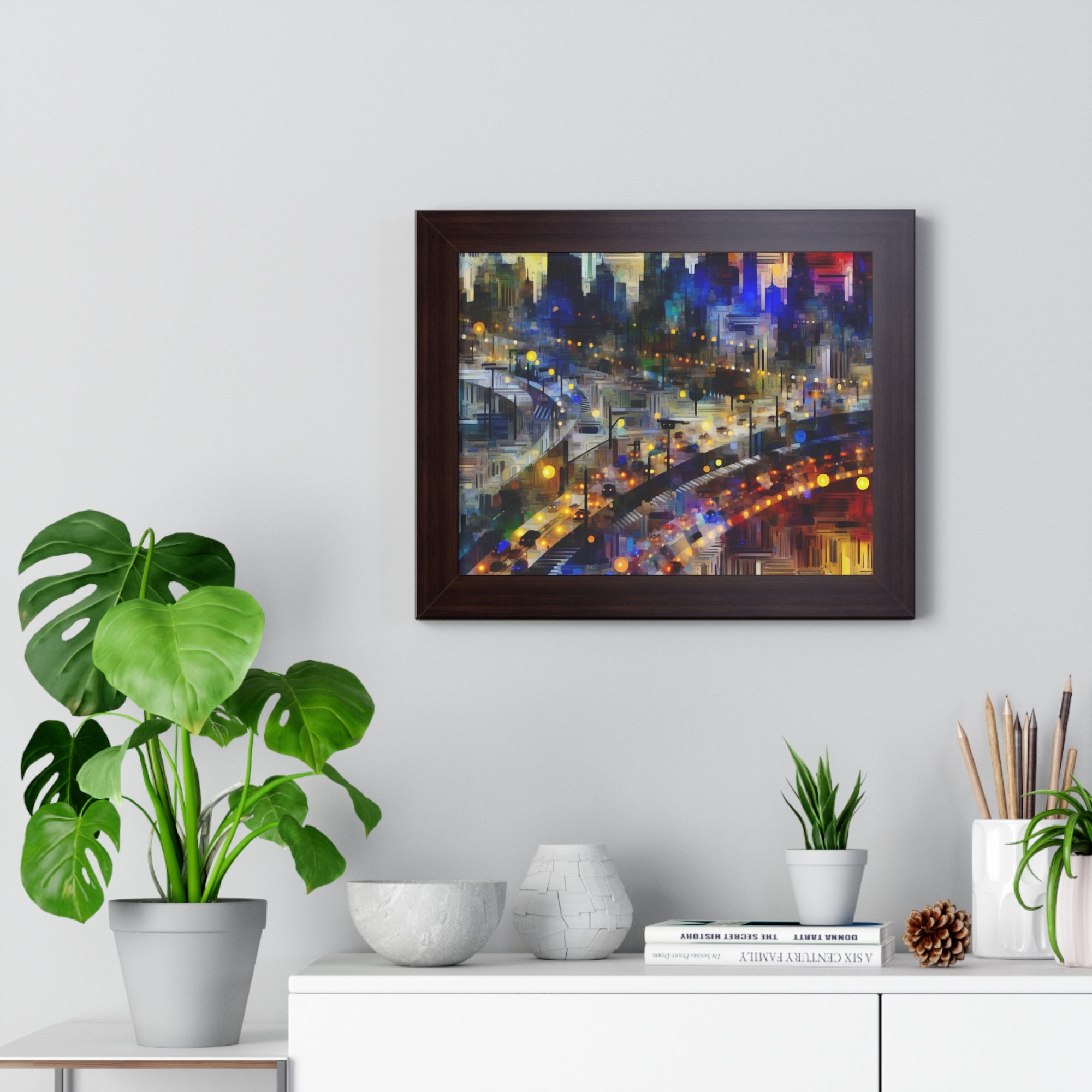 Neon Reverie and Shadows | Framed Print