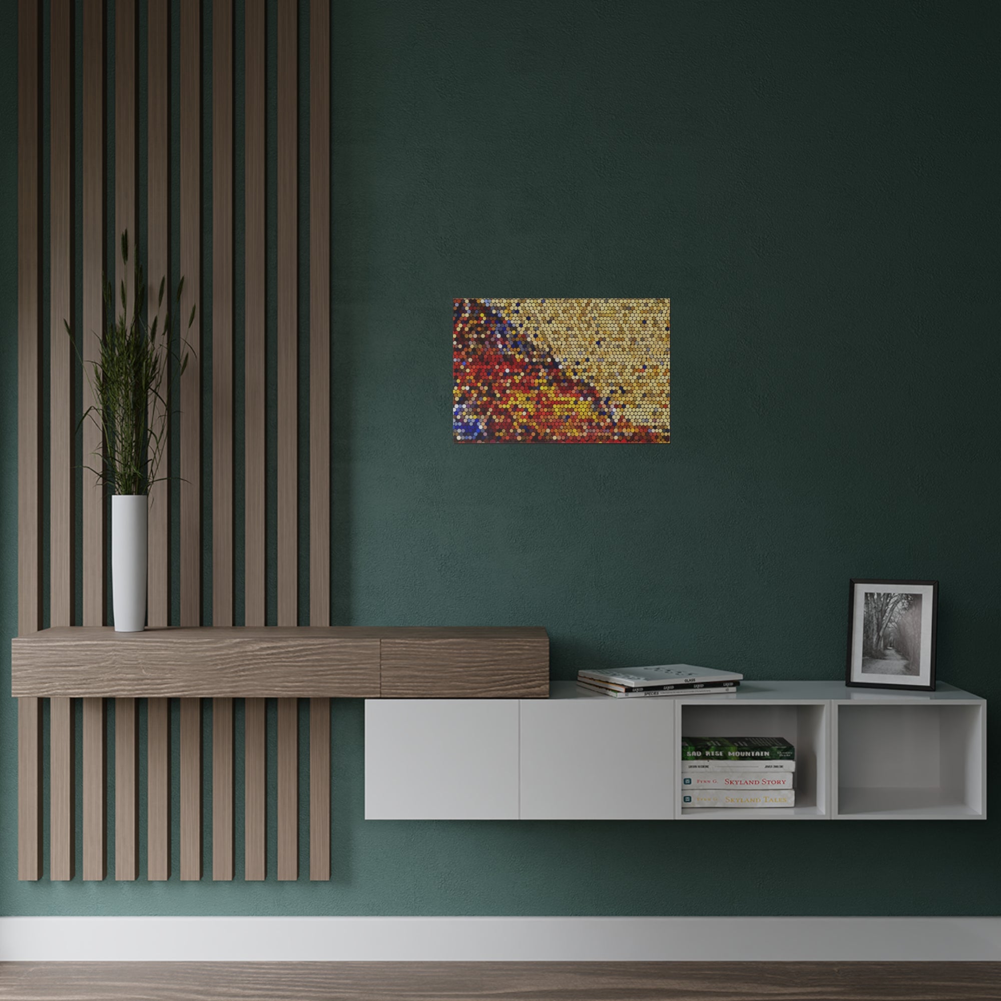 Hexagonal Warmth and Motion | Satin Print