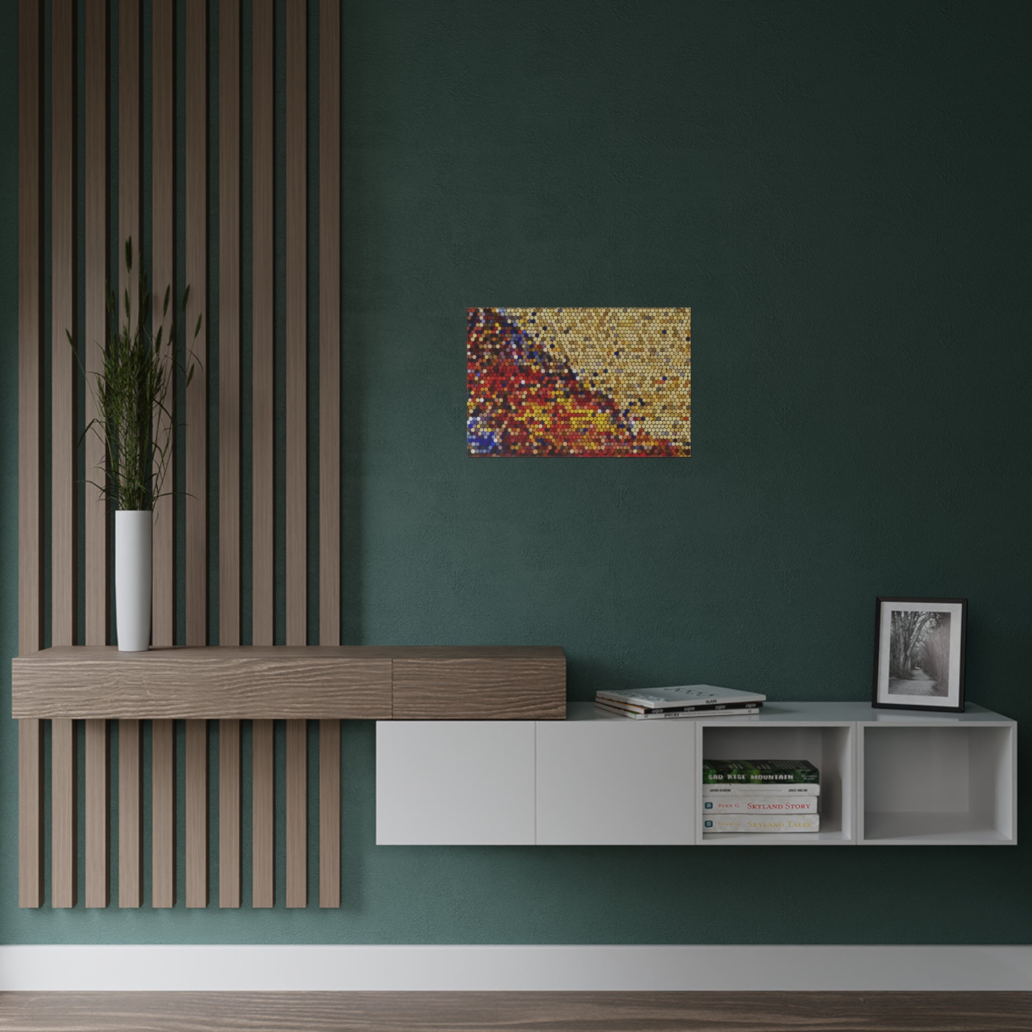 Hexagonal Warmth and Motion | Satin Print