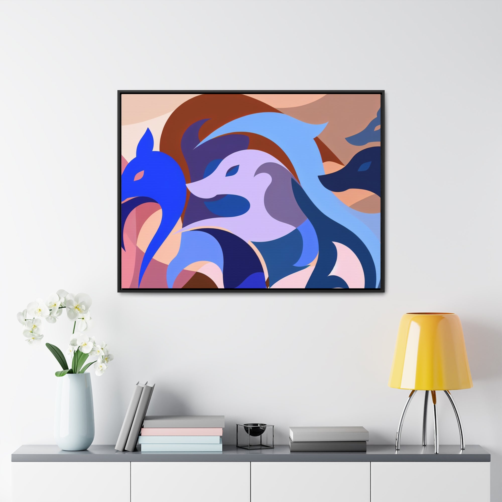 Foxes in Fluidity | Framed Canvas