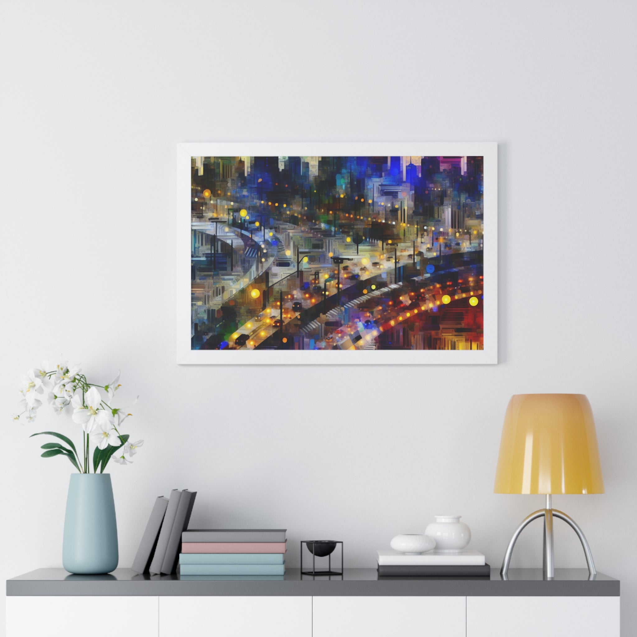 Neon Reverie and Shadows | Framed Print