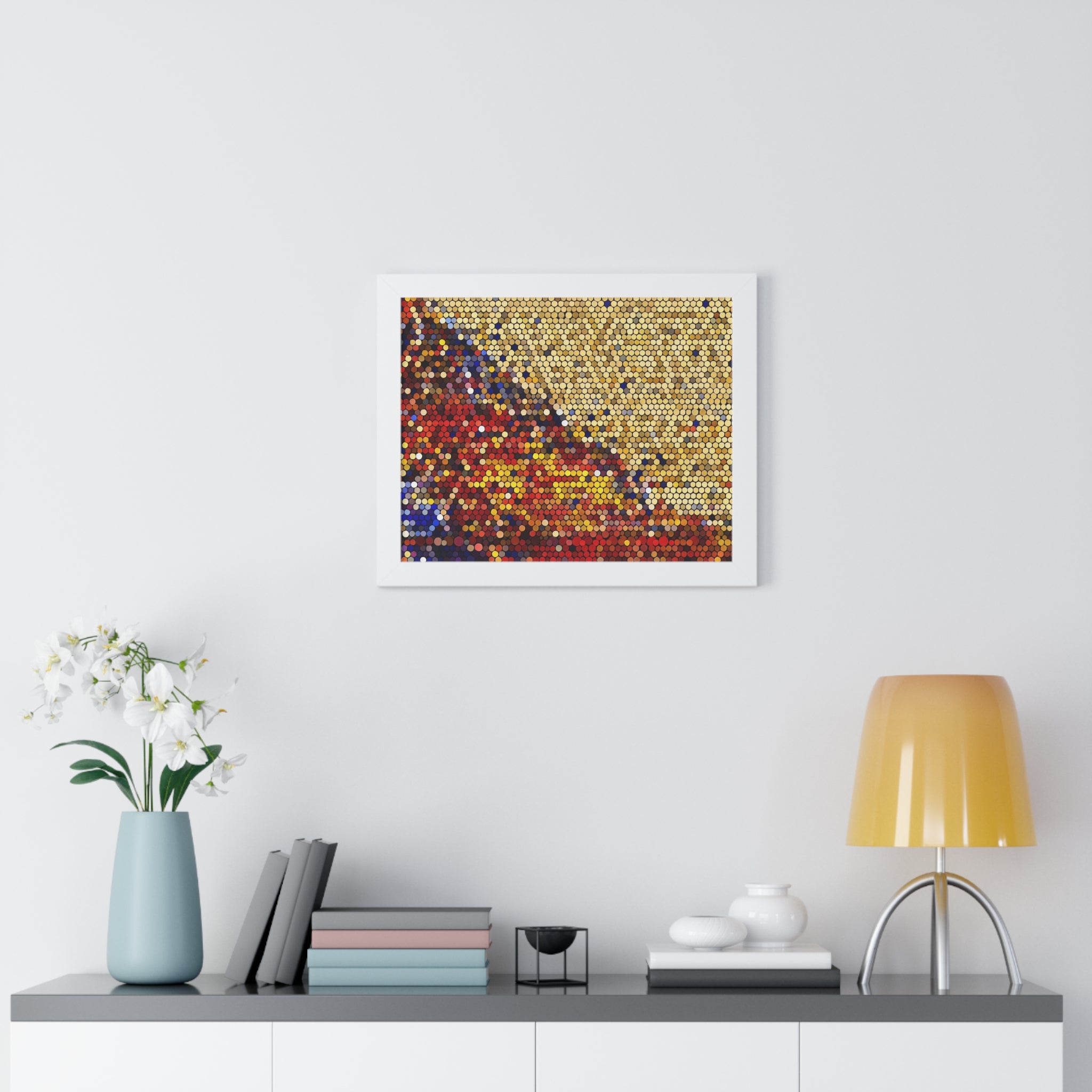 Hexagonal Warmth and Motion | Framed Print