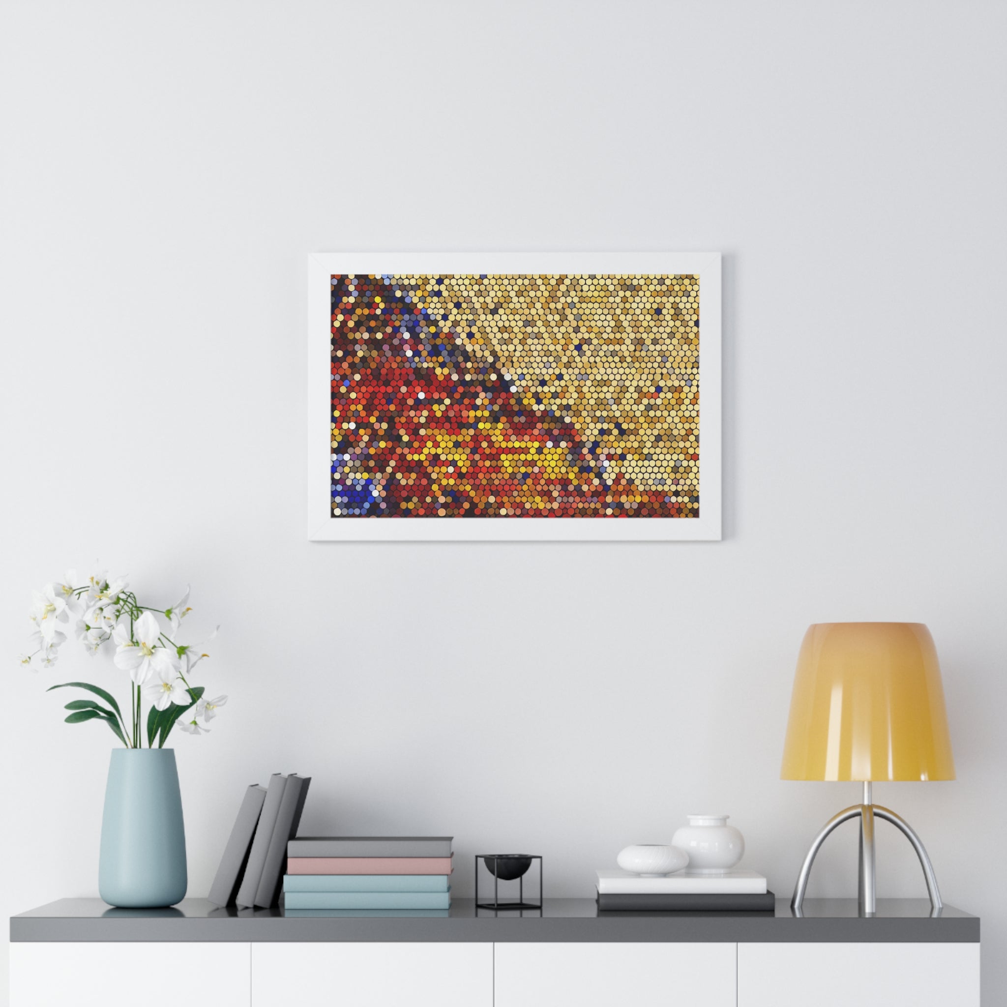 Hexagonal Warmth and Motion | Framed Print