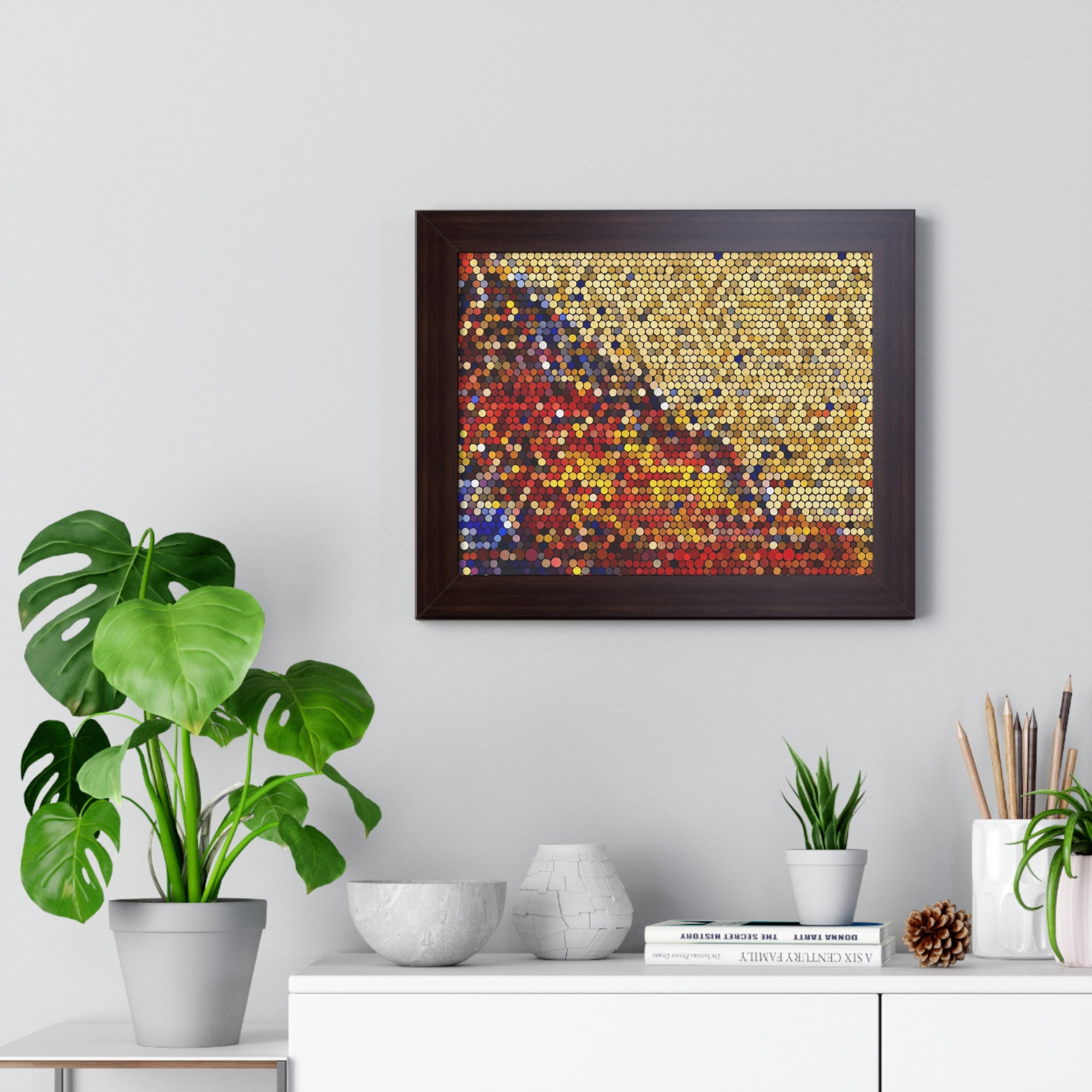 Hexagonal Warmth and Motion | Framed Print