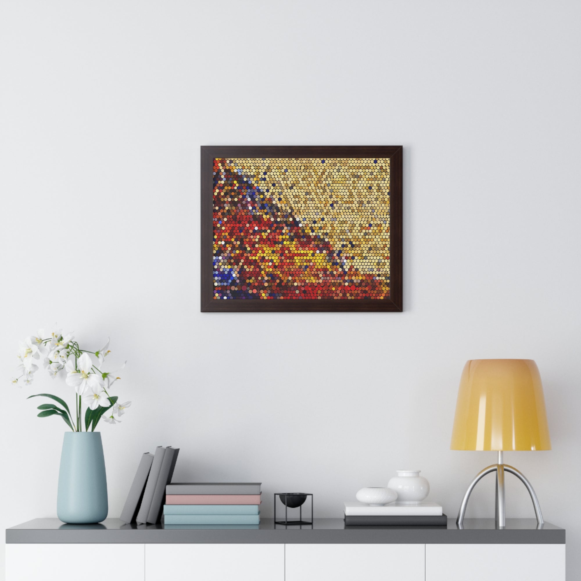 Hexagonal Warmth and Motion | Framed Print