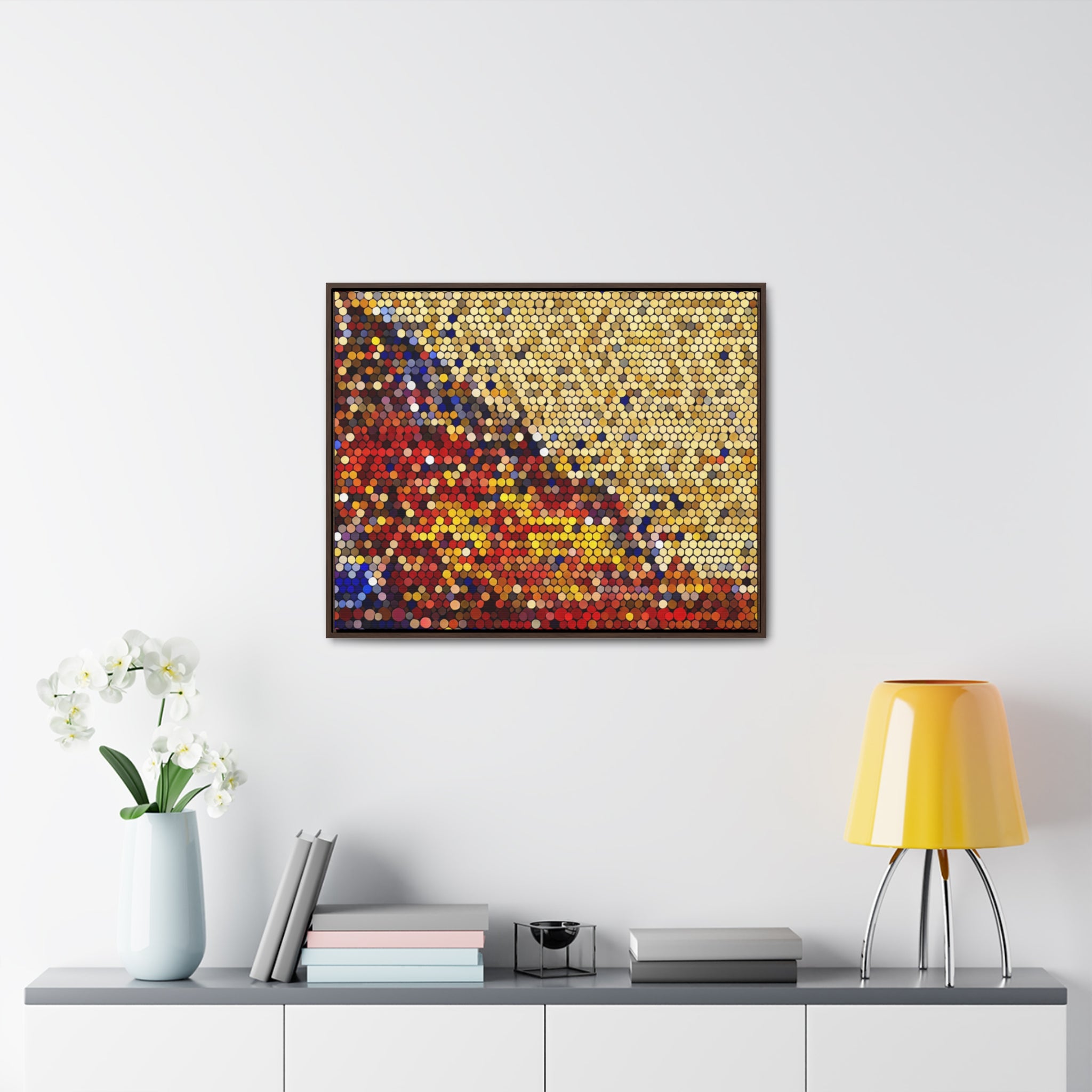 Hexagonal Warmth and Motion | Framed Canvas