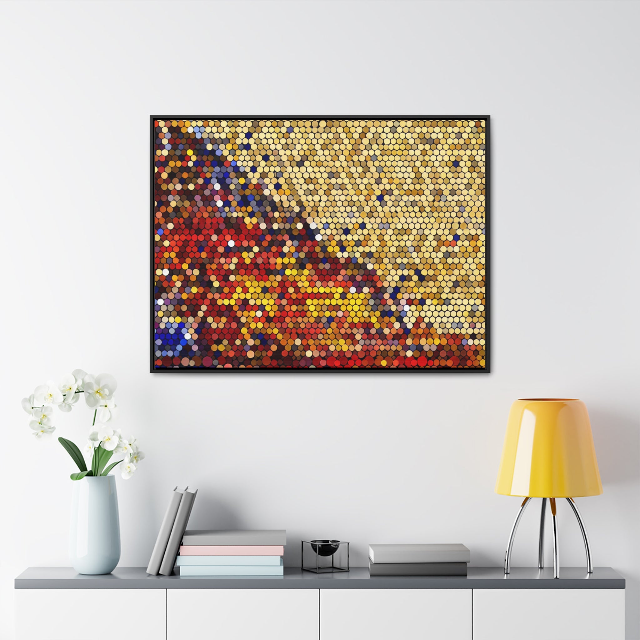 Hexagonal Warmth and Motion | Framed Canvas