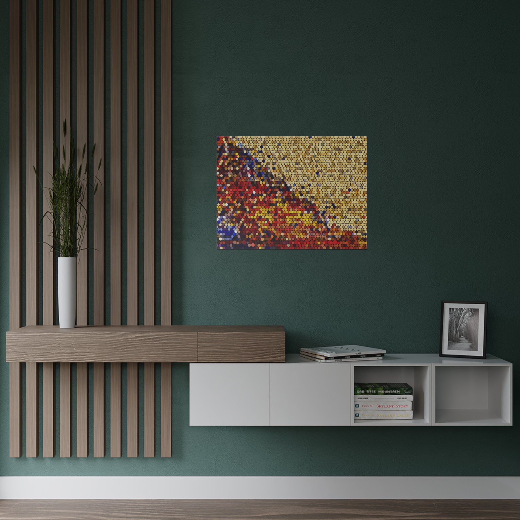 Hexagonal Warmth and Motion | Satin Print