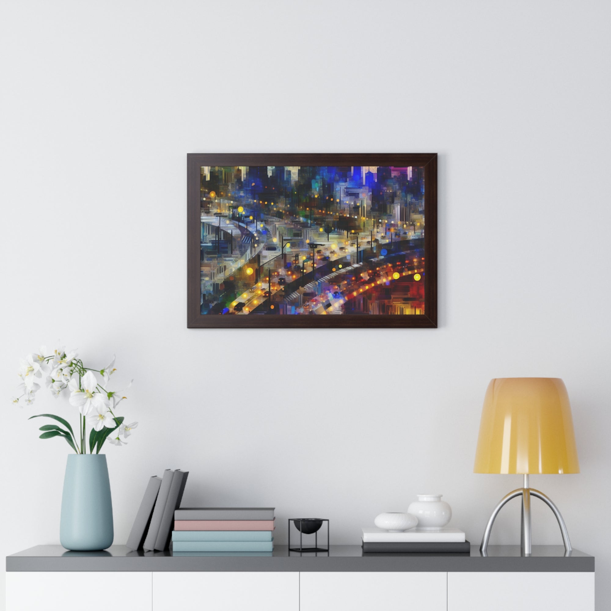 Neon Reverie and Shadows | Framed Print