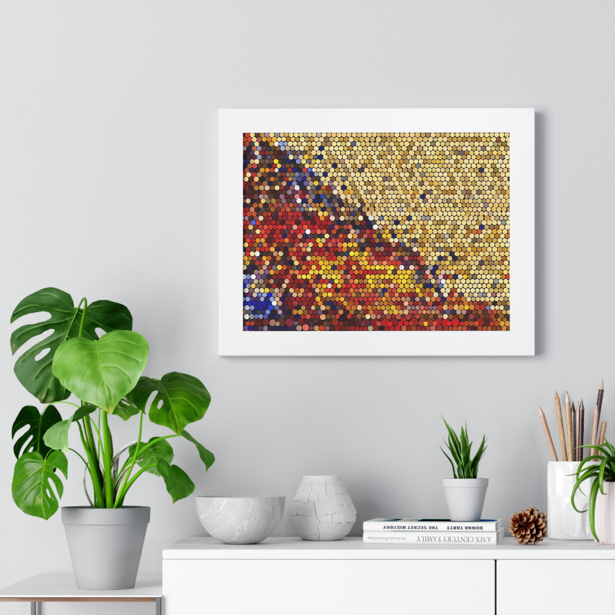 Hexagonal Warmth and Motion | Framed Print