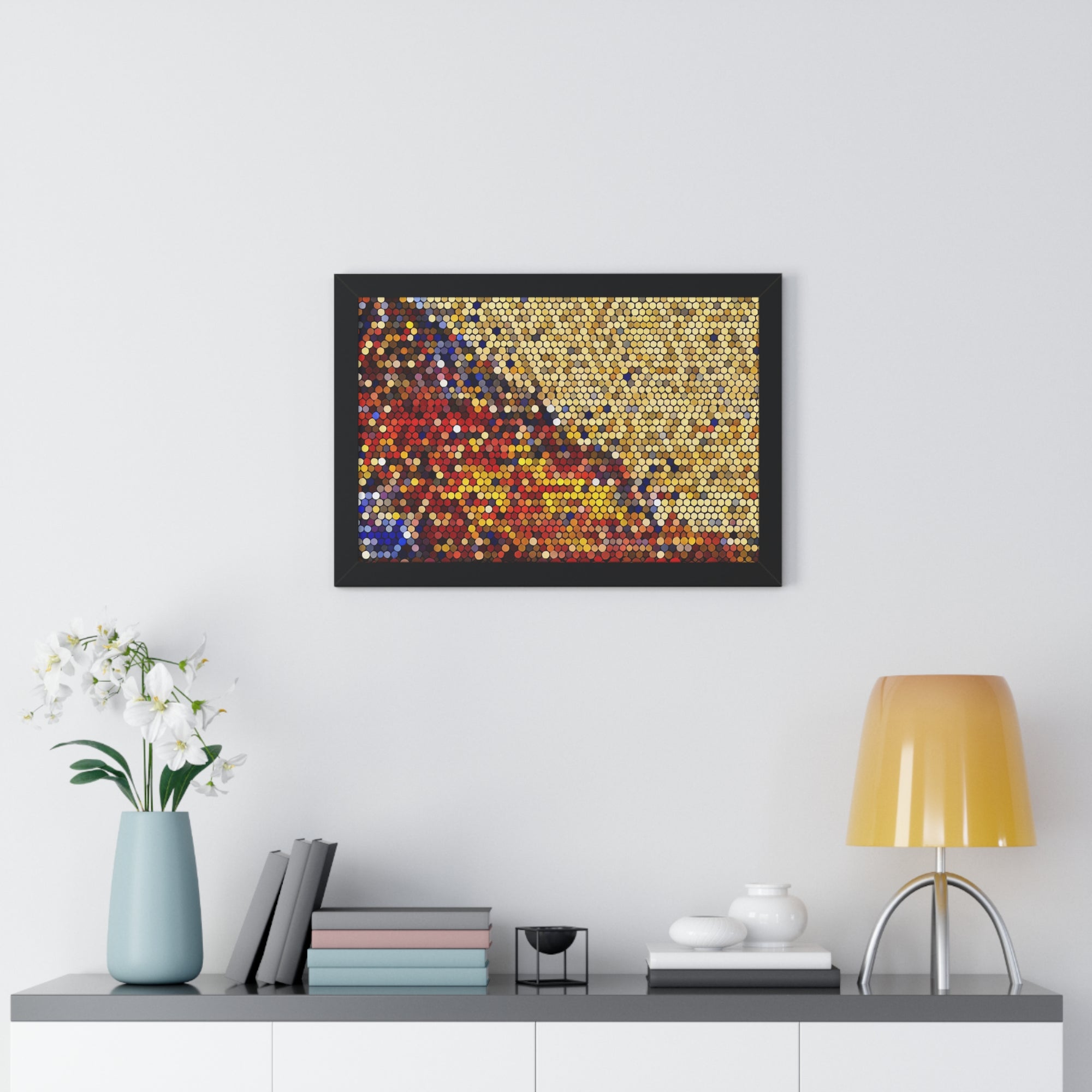 Hexagonal Warmth and Motion | Framed Print