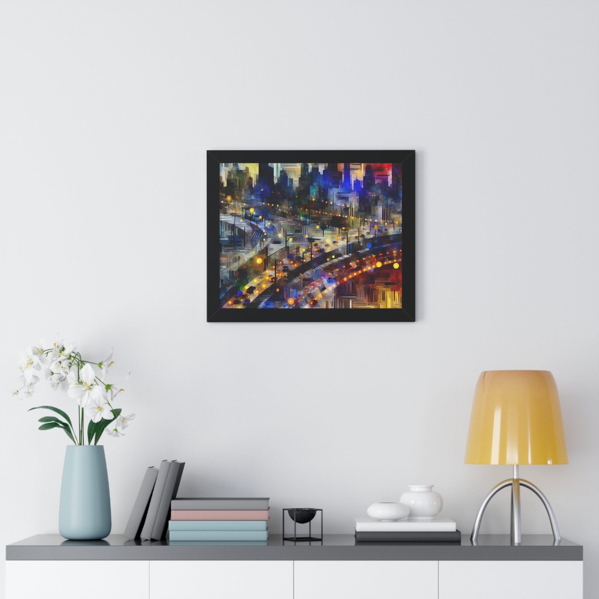 Neon Reverie and Shadows | Framed Print