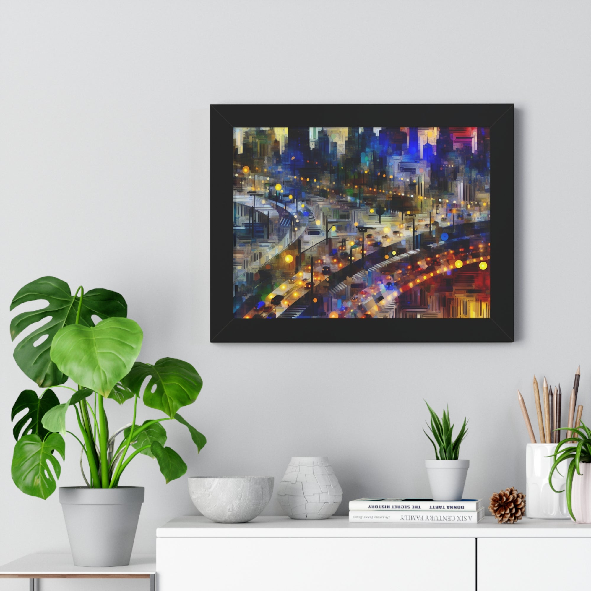 Neon Reverie and Shadows | Framed Print