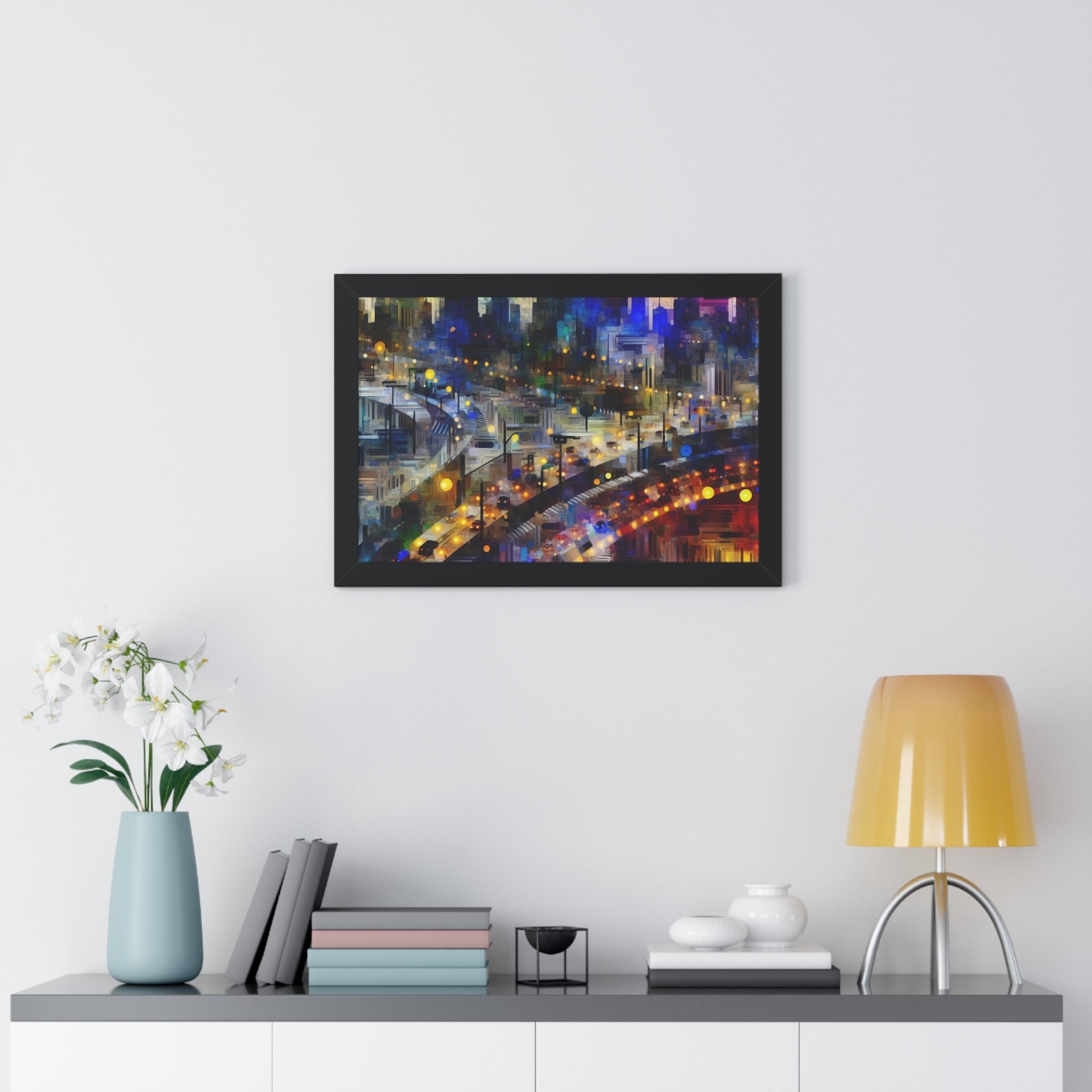 Neon Reverie and Shadows | Framed Print