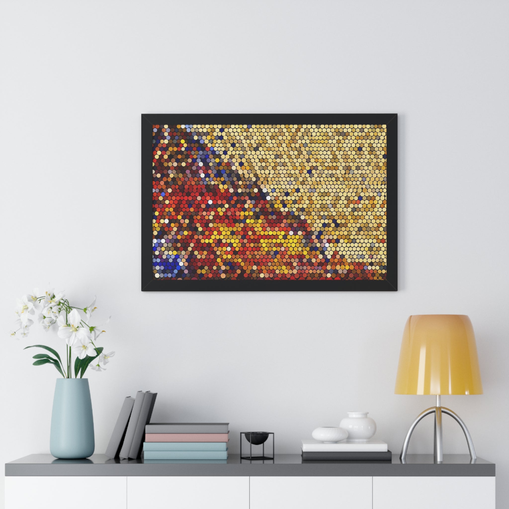 Hexagonal Warmth and Motion | Framed Print