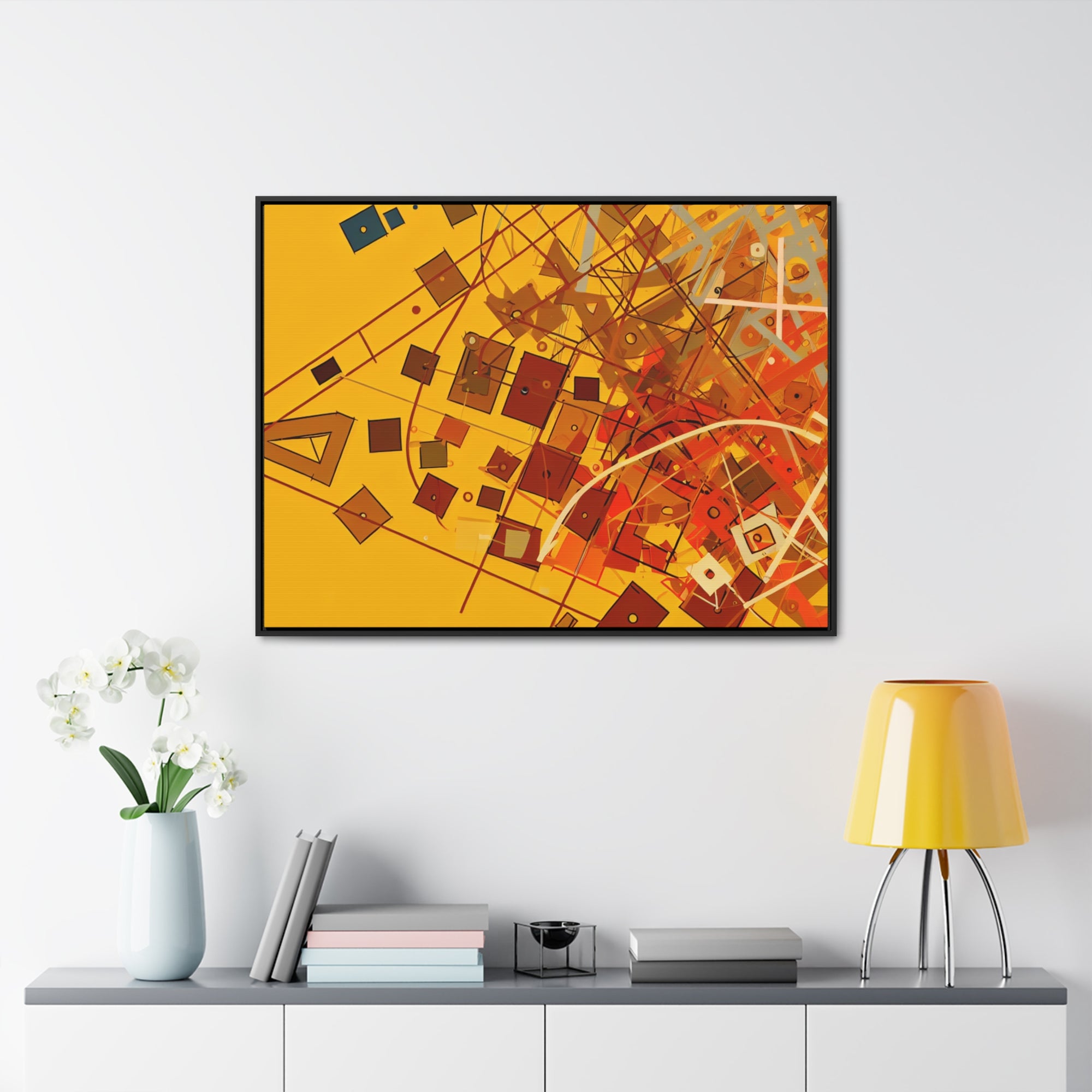 Vibrant Geometry Dance | Framed Canvas