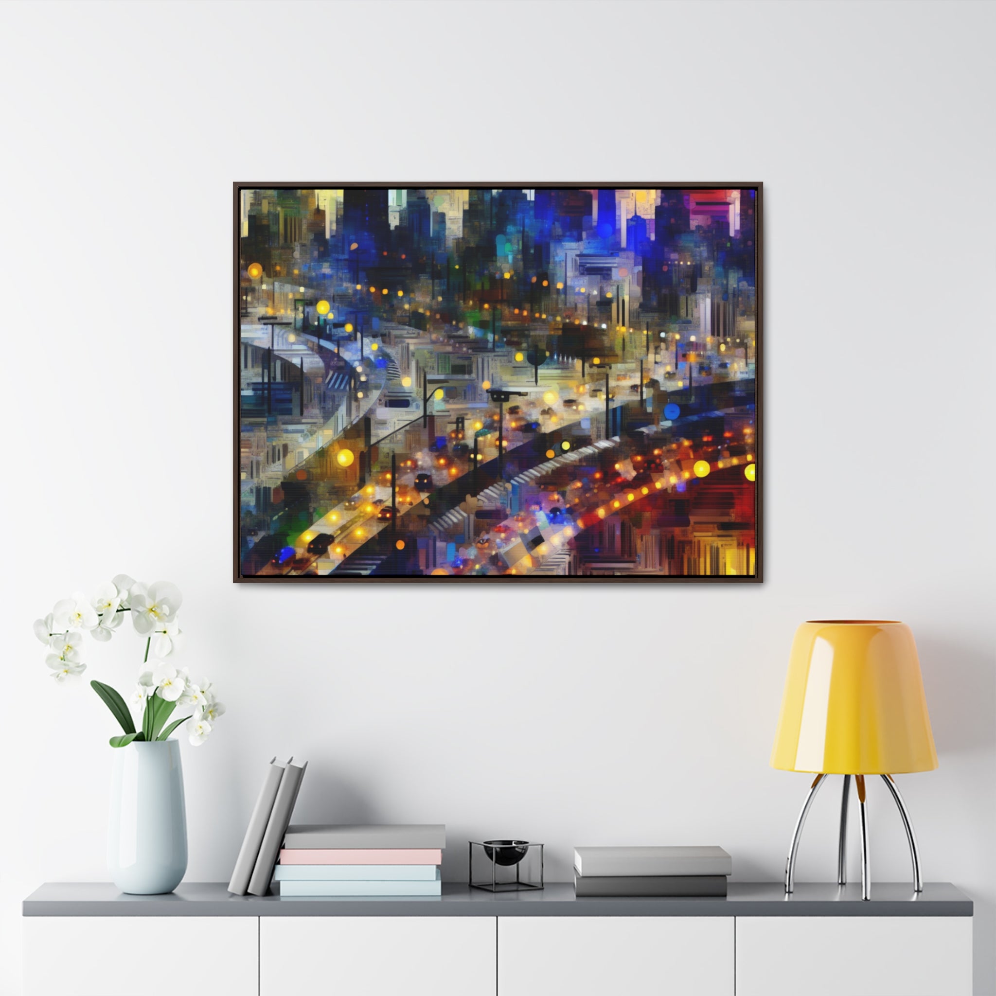 Neon Reverie and Shadows | Framed Canvas