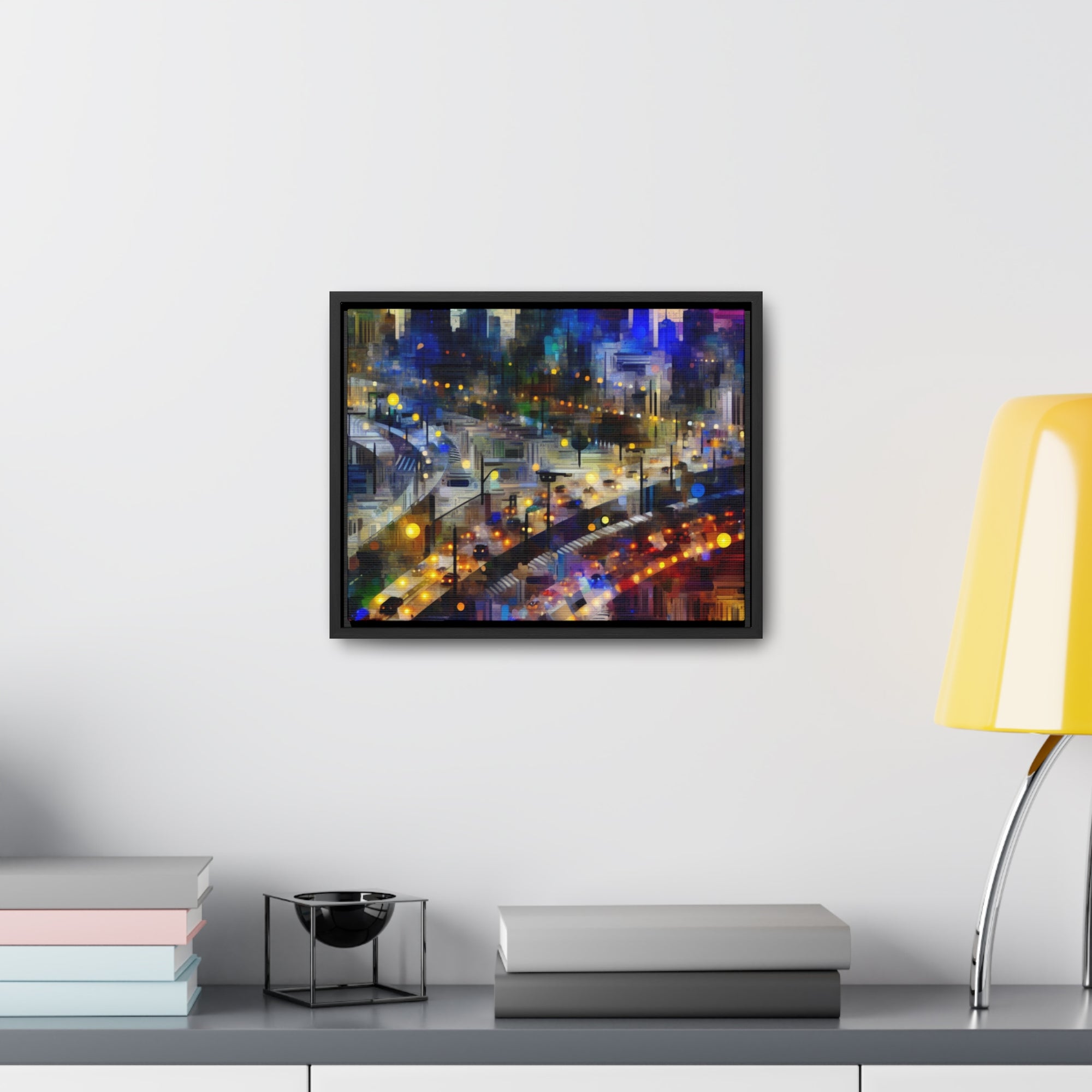 Neon Reverie and Shadows | Framed Canvas