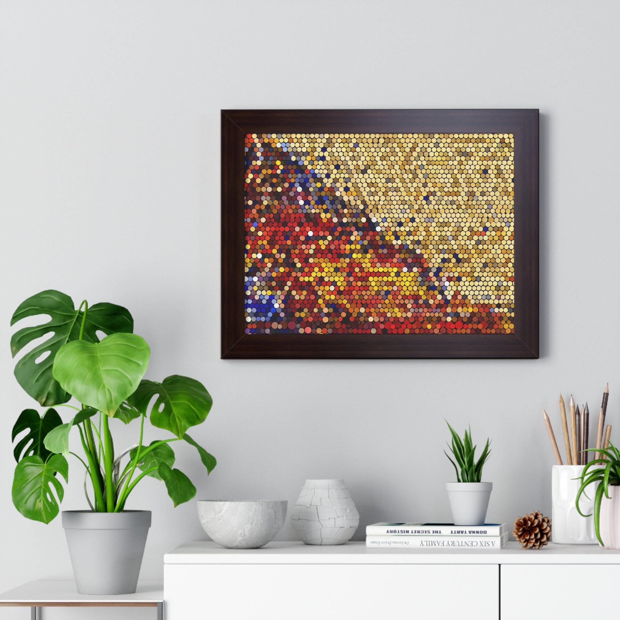 Hexagonal Warmth and Motion | Framed Print