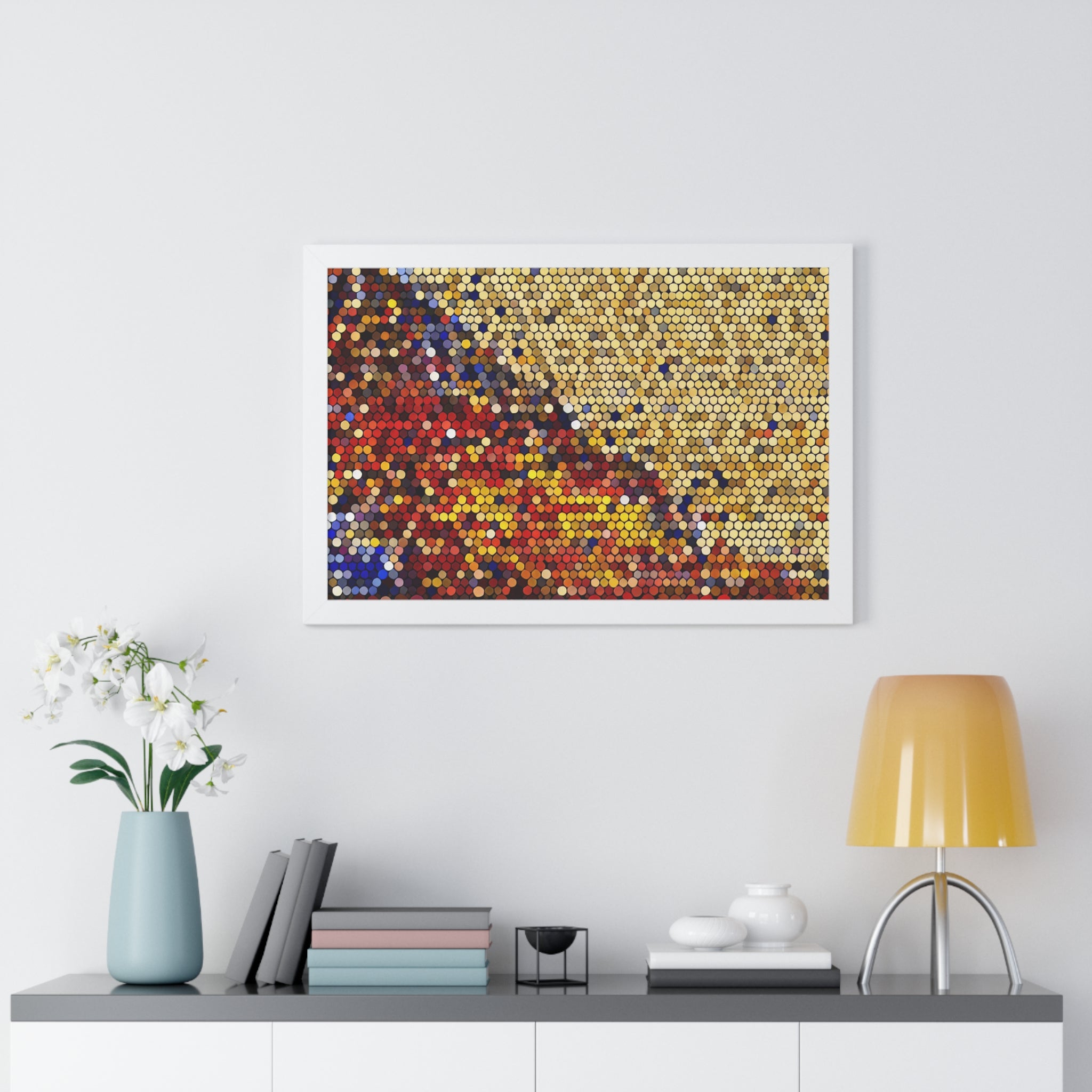 Hexagonal Warmth and Motion | Framed Print