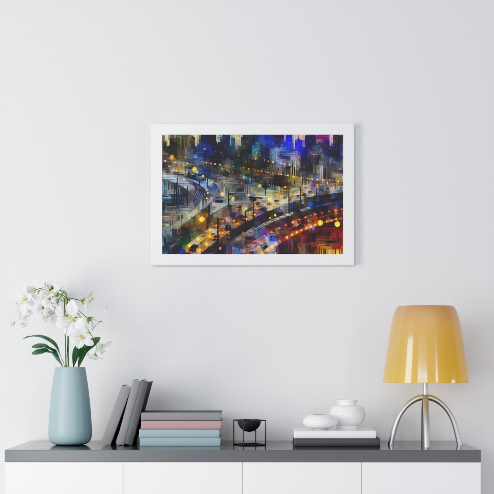 Neon Reverie and Shadows | Framed Print