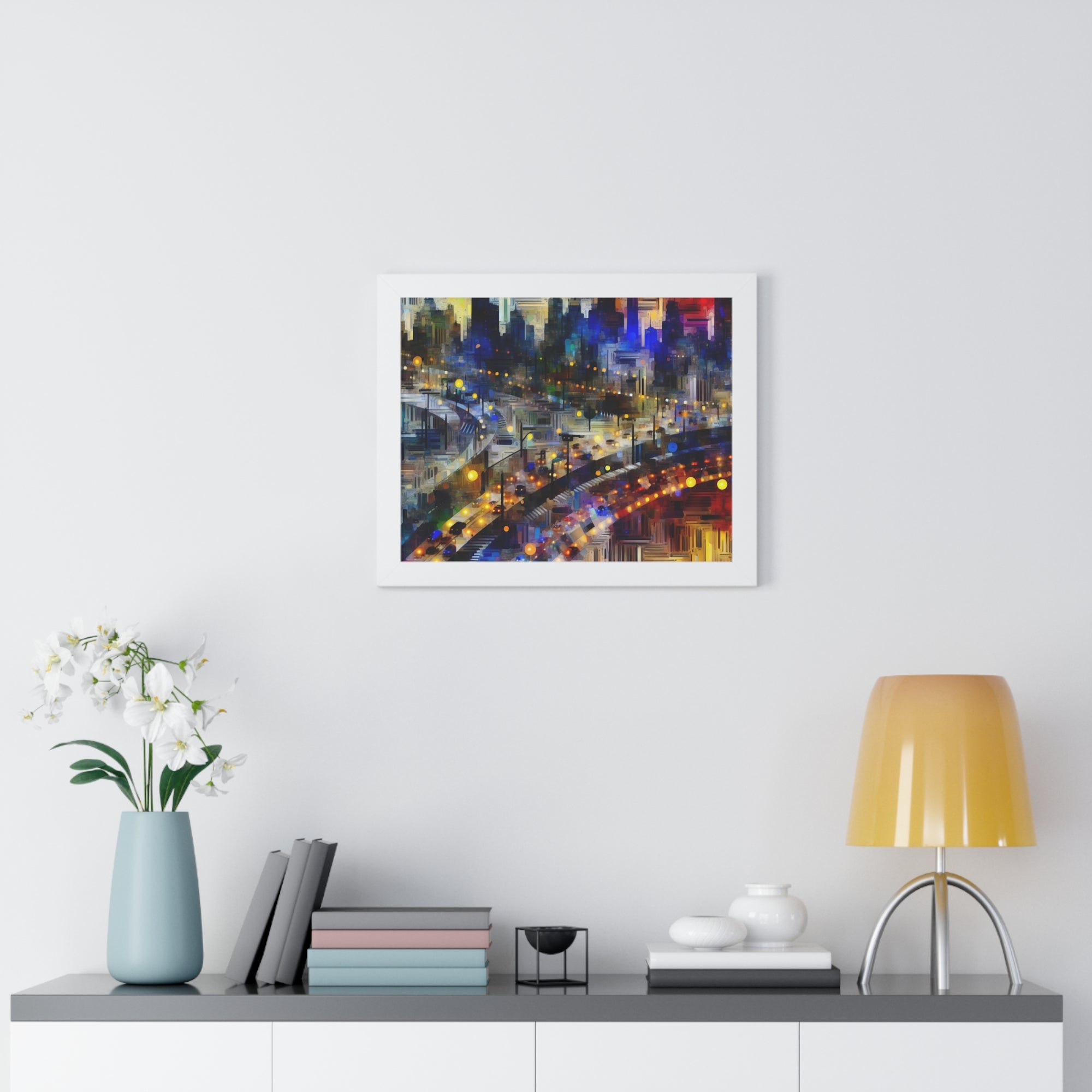 Neon Reverie and Shadows | Framed Print