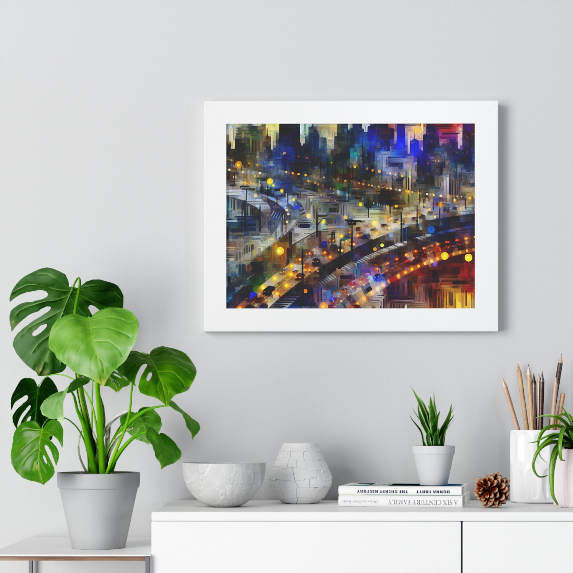 Neon Reverie and Shadows | Framed Print