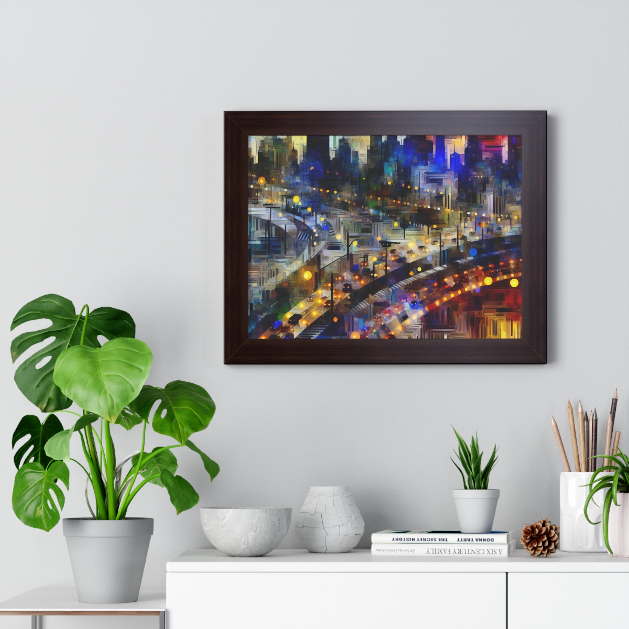 Neon Reverie and Shadows | Framed Print