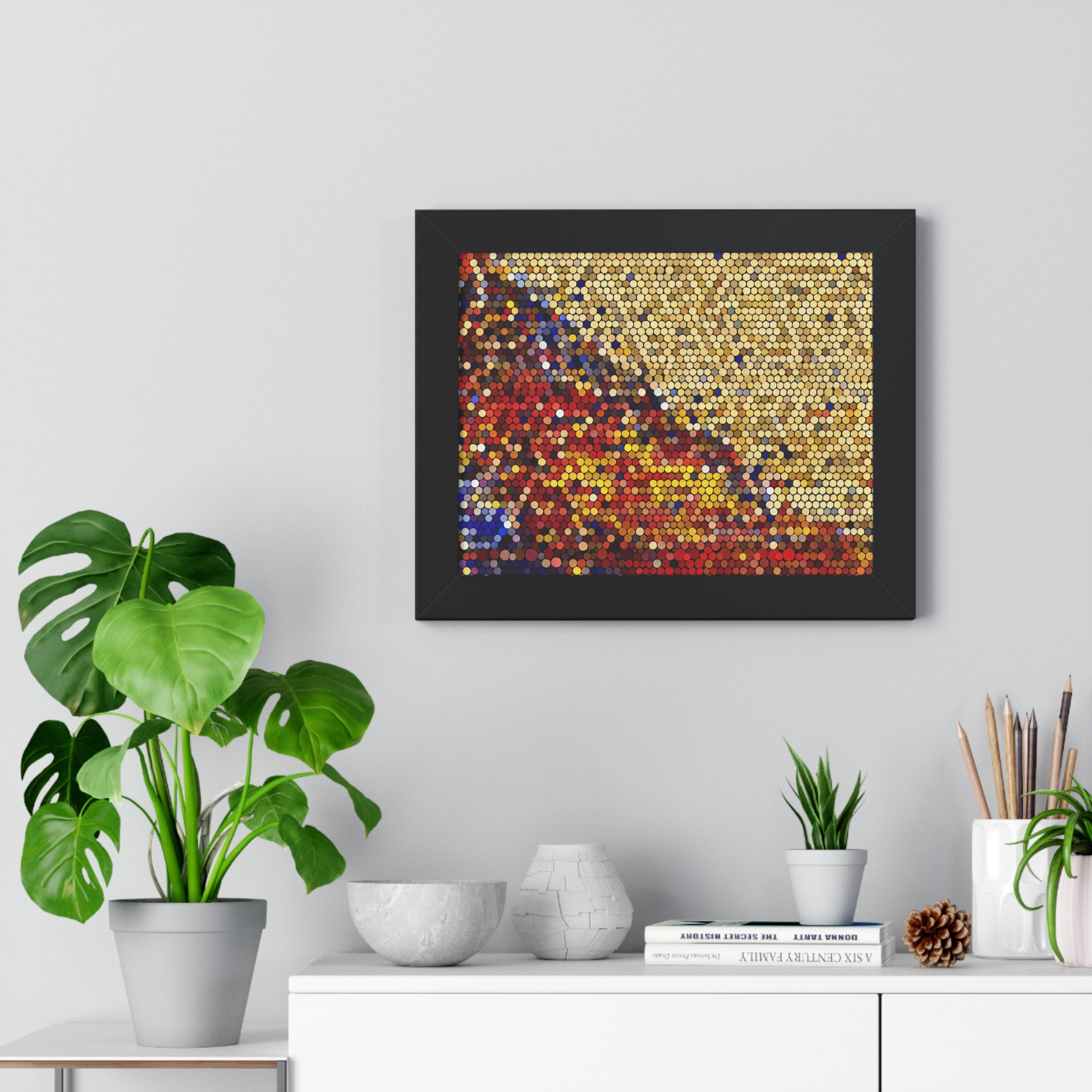 Hexagonal Warmth and Motion | Framed Print