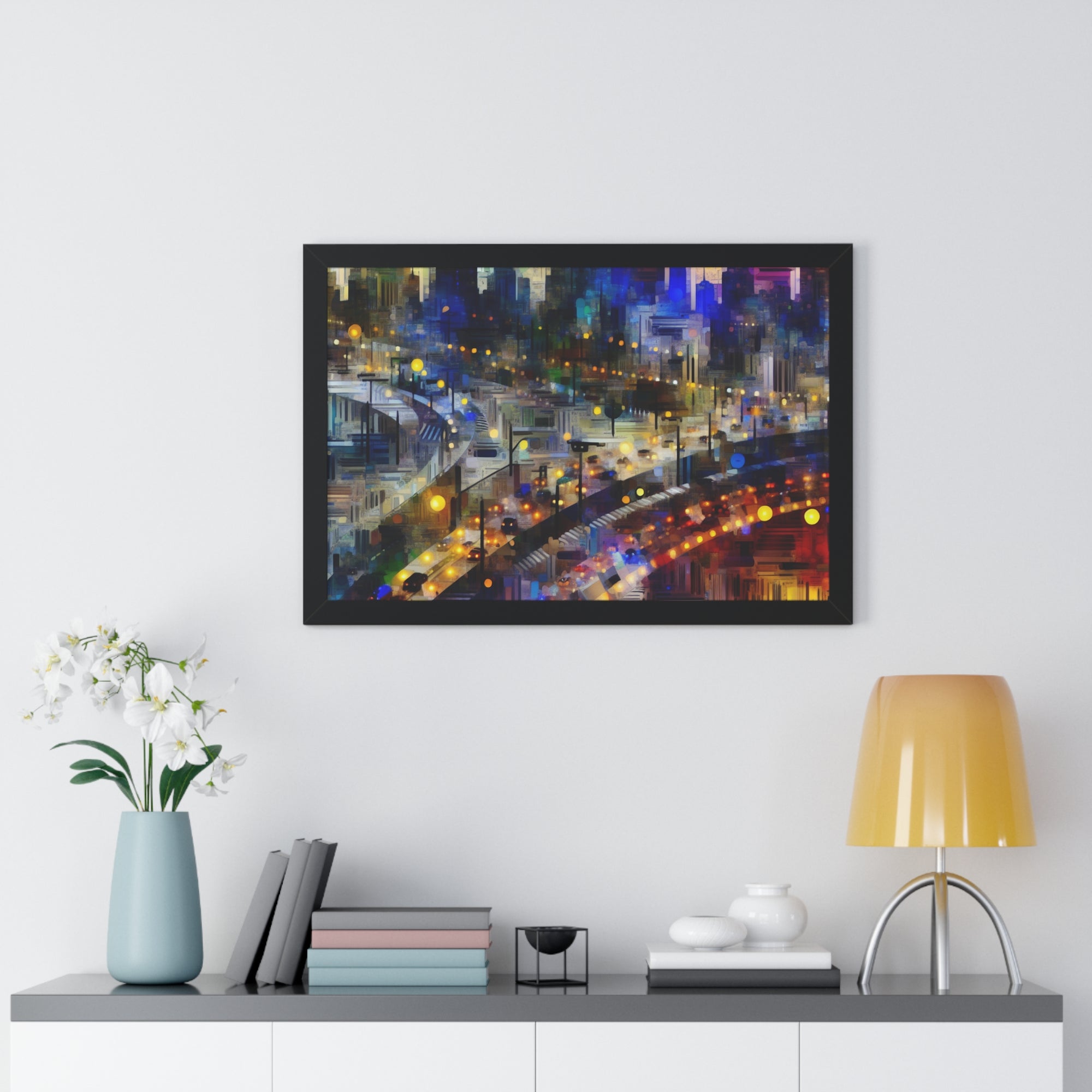 Neon Reverie and Shadows | Framed Print