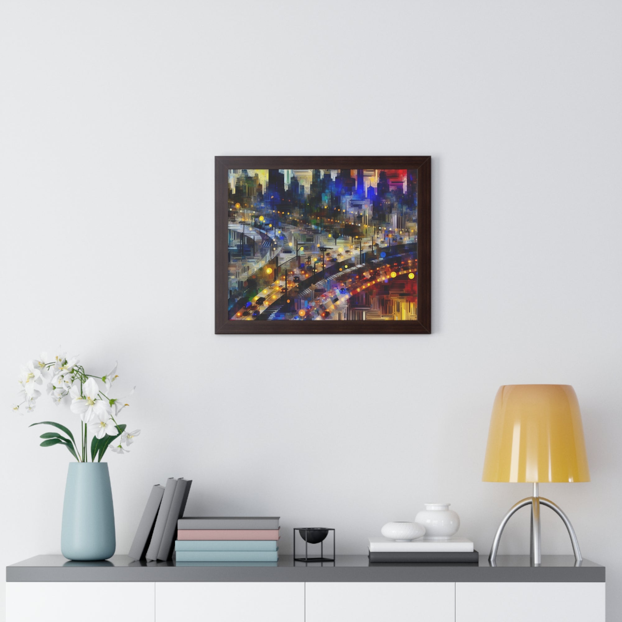 Neon Reverie and Shadows | Framed Print